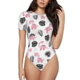 thumbnail image 2 of Goofa Cute Dinosaur Printed Women Rash Guard Short Sleeve,Tummy control Swimsuit Surfing Swimsuit Bathing Suit One Piece Swimsuit UPF 50-X-Large, 2 of 9