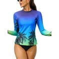 thumbnail image 7 of Sociala Crew Neck Swim Shirts for Womens Grandient Rashguard UPF 50+, 7 of 7