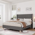 thumbnail image 2 of Queen Size Bed Frame with Headboard and Footboard, Corduroy Upholstered, Sturdy Structure, Easy Assembly,No Box Spring Needed, 2 of 9