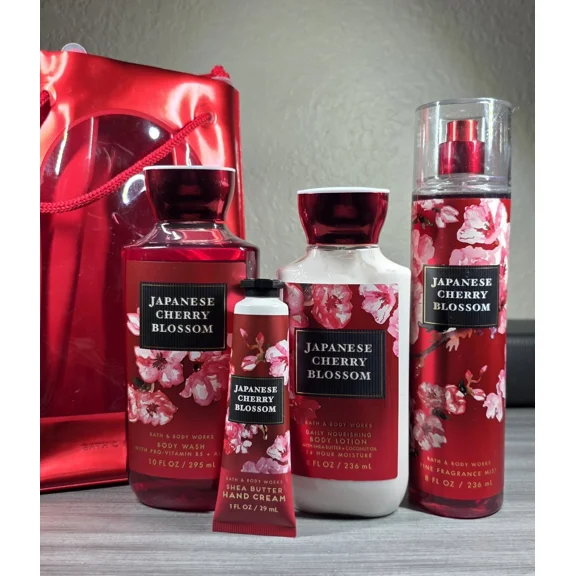 Bath & Body Works Gift Set Japanese Cherry Blossom 5 Piece Gift Set Full Size & Ready to Give!