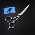 thumbnail image 2 of Tijeras profesionales para cortar el cabello, 6 pulgadas, acero inoxidable japonés 440C, tijeras ergonómicas de barbero, color plata., 2 of 5