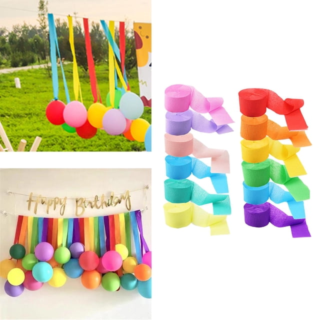 12 de papel crepé, decoración DIY, 4,5 cm x 25 m, suministros colgantes multicolores para fiesta, boda, telón de fondo, cumpleaños Yotijar Serpentinas de papel crepé