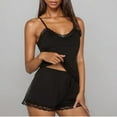 thumbnail image 2 of LOVZFMLL Pajamas for Women Spaghetti Strap V Neck Lace Hem Tank Top and Shorts Lounge Short Sets Summer Soft Comfy Matching Sets Black L, 2 of 3