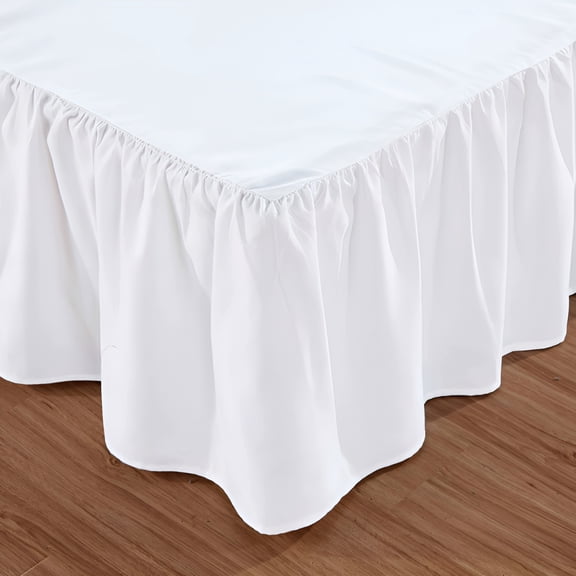 AUQ Solid Microfiber 14" Bed Skirt, Twin, White