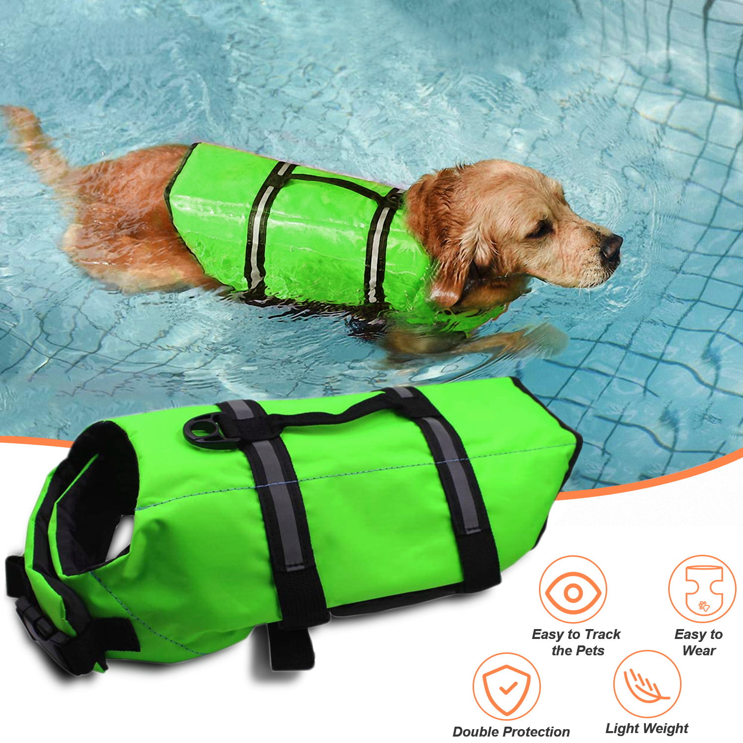 Dog Life Jacket Pet Safety Vest Preserver Puppy Swimming Float Clothes Bags Set