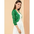 thumbnail image 4 of Top De Encaje Floral Transparente Allegra K San Patricio Cárdigan Toreras Man3/4 Elegante PaMujer Verde L, 4 of 6