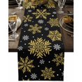 thumbnail image 5 of Winter Christmas Snowflake on Black Table Runner 13x60in Non-Slip Cotton Linen Table Runners, Geometric Pattern Dresser Scarves TableRunner for Dinner Kitchen Dining Wedding Party, 5 of 9