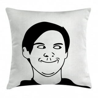 Humor Pillow Sham Cartoon Style Troll Face Guy for Annoying