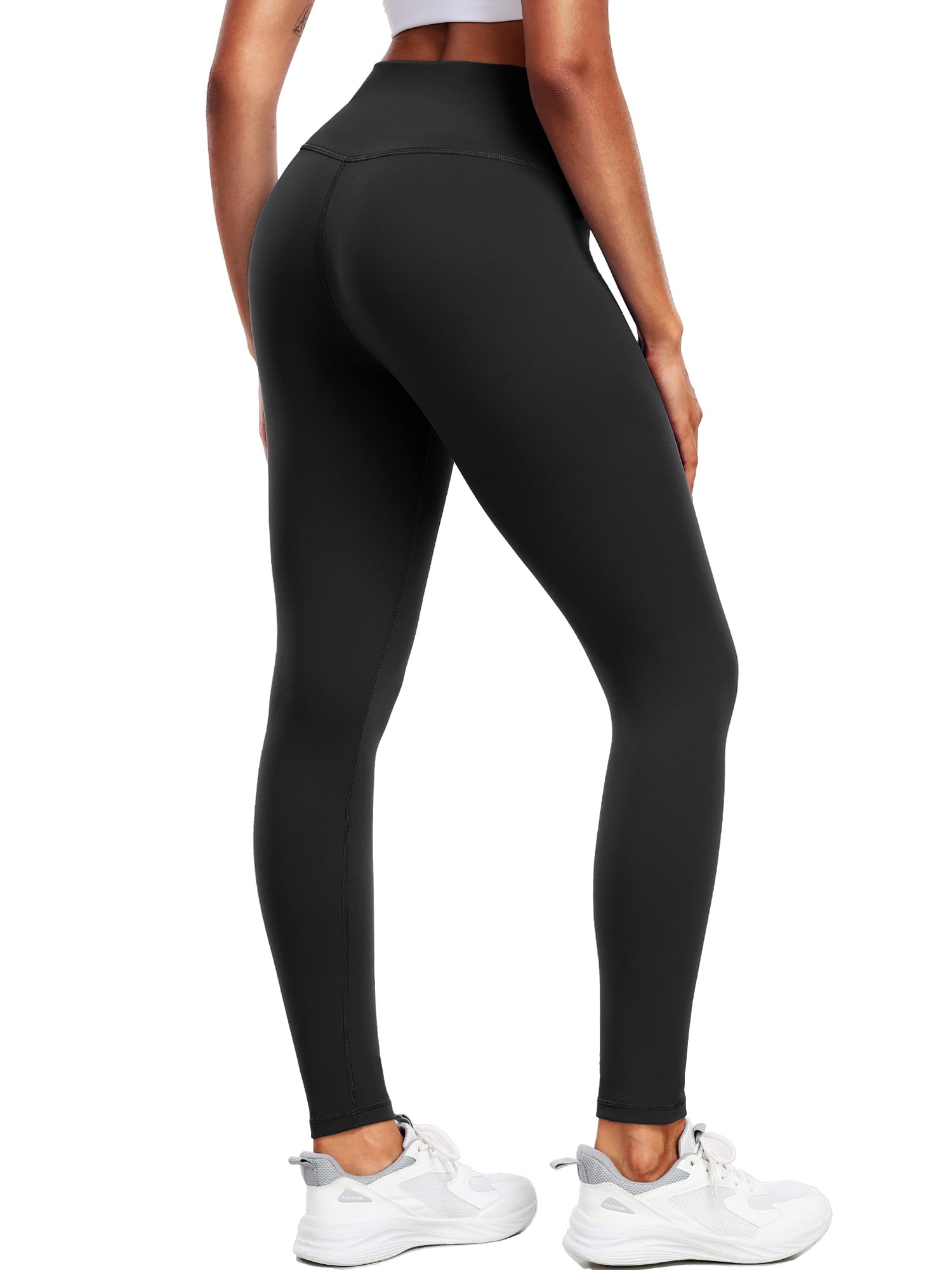 NELEUS ButterSoftFlex Womens High Waist Legging for Yoga Workout Athletic Pants with Waistband Pocket,Black+Black,US Size L