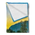 thumbnail image 2 of East Soft Flannel Fleece Blanket, Venetian Tower Archaeological Site National Park at Sunrise Lake Sanctuary Landscape, Cozy Plush for Indoor and Outdoor Use, 70" x 90", Blue Green, by Ambesonne, 2 of 5