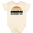 thumbnail image 3 of Inktastic Madison Wisconsin Skyline Retro Sunset Boys or Girls Baby Bodysuit, 3 of 5