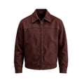 thumbnail image 3 of Men's Relaxed Fit Zip Up Jacket Lapel Collar Smooth Textured Coat with Pockets Fully Lined Casual Spring Fall Outfits Outerwear, 3 of 7
