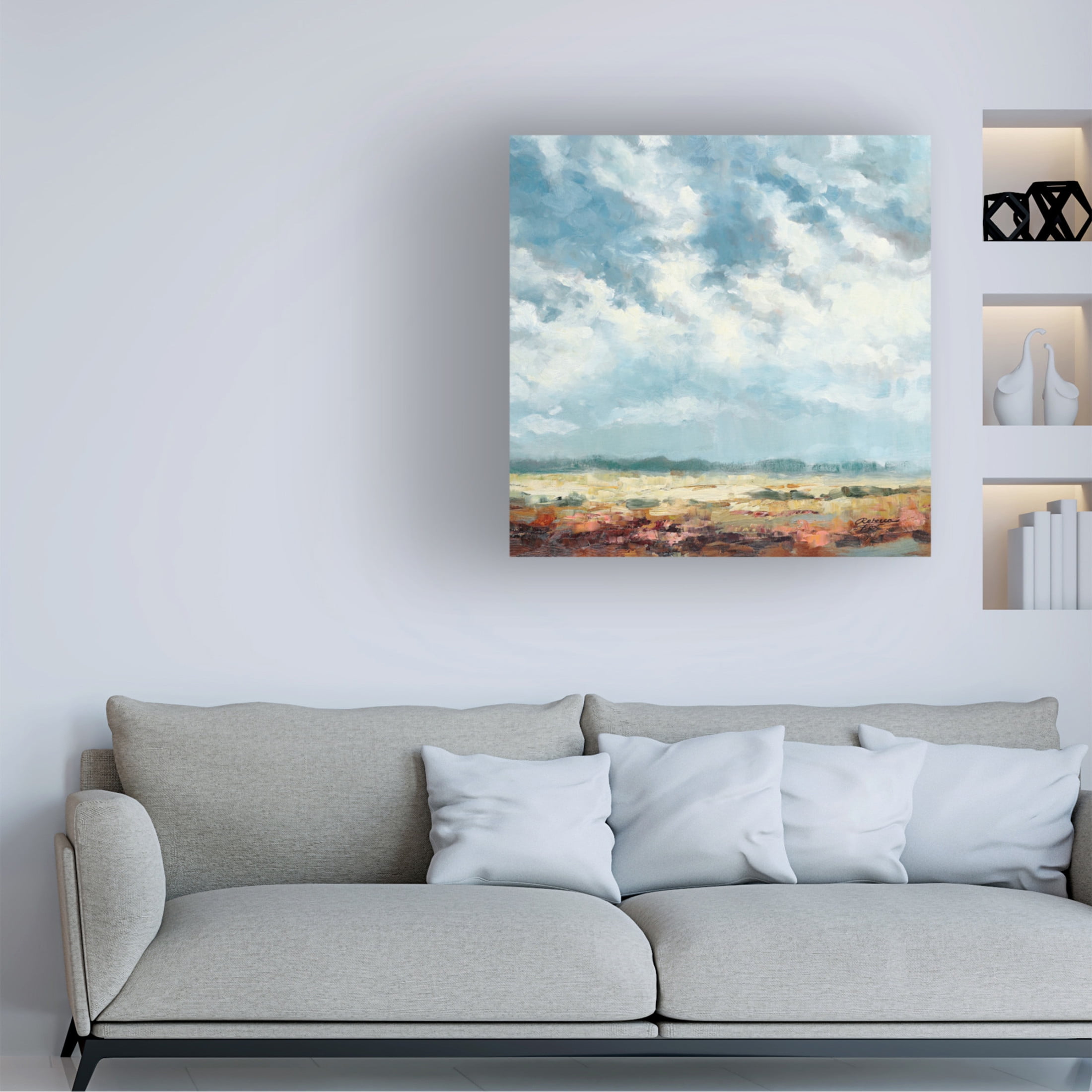 Canvas Wall Art - Rebecca Fox 'Cloudy and Blue' Wall Art for Living Room, Bedroom, or Office Décor by Trademark Fine Art - 24 x 24 Inches