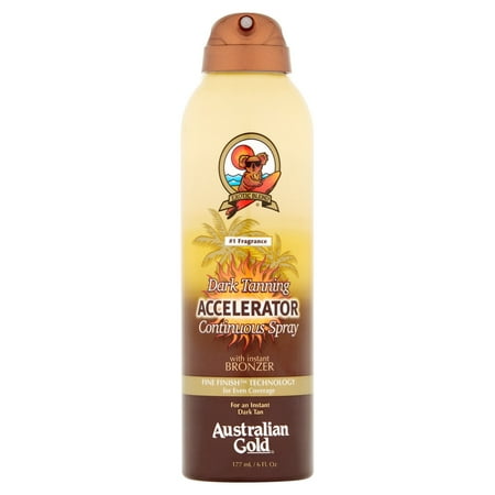 Deep Tanning Dry Oil - Tanning Oil Accelerator Continuous Spray with Instant Bronzer Australian Gold Dark, 6 fl oz