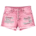 thumbnail image 1 of CHUMUD Jeans Shorts for Women Ripped Y2K Stretchy Trendy Denim Shorts Mid Rise Front Button Casual Shorts, 1 of 6