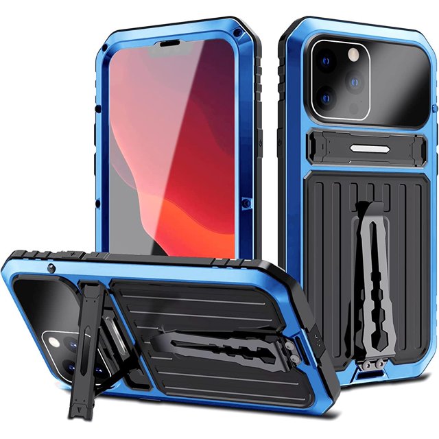 Compatible avec iPhone 14 Étui en Métal avec Protecteur d'Écran Aluminium de Qualité Militaire Anti-Poussière Robuste