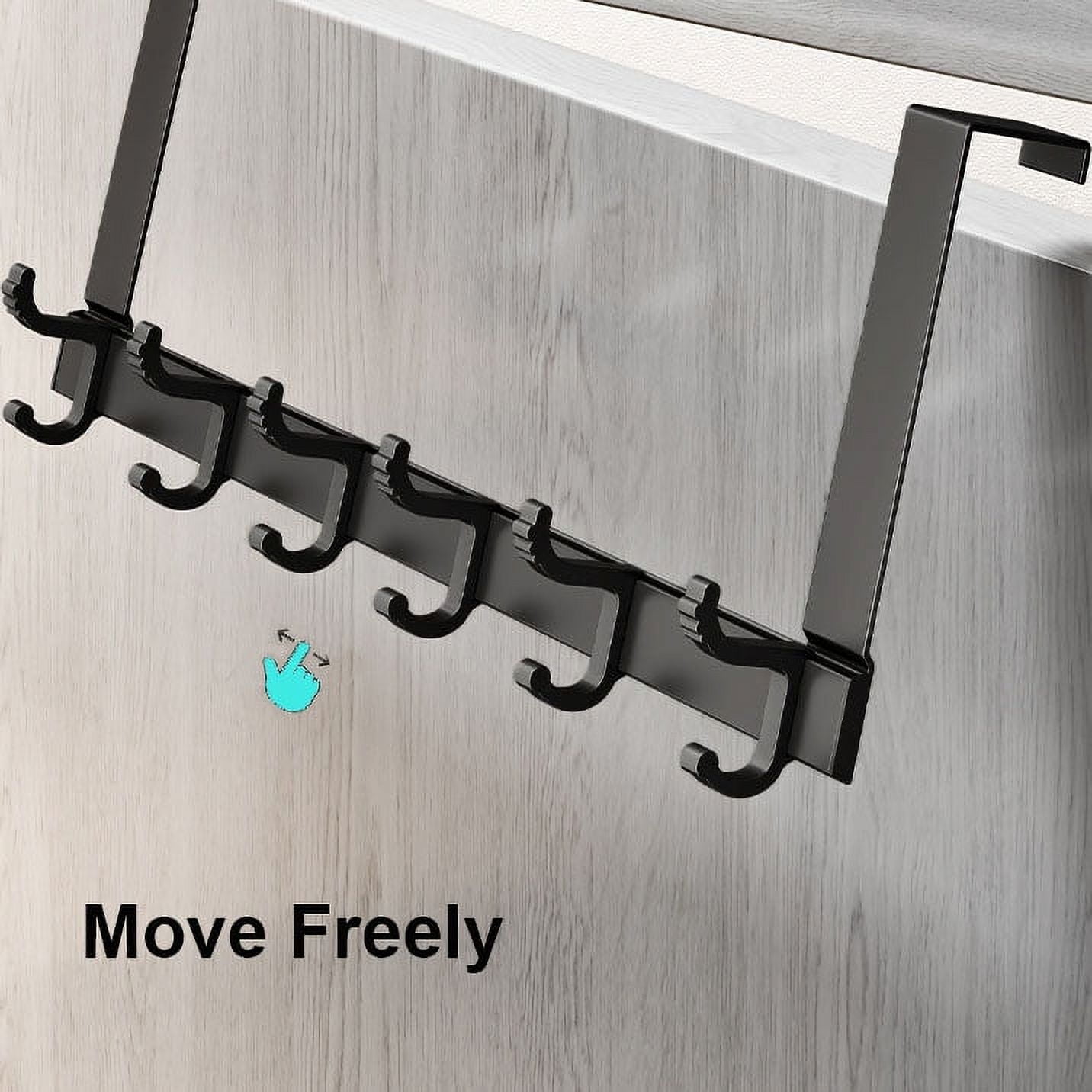 Over The Door Hooks for Hanging,Heavy Duty Hanger Holder for Hanging with 5 Dual Hooks,Over The Door Hanger Hook, Black Over the Door Towel Rack Fits 1-3/4" Thick Door