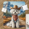 thumbnail image 4 of Welcome Fall Western Cowboy Bichon Frise Enjoys Majestic Autumn Cozy Sherpa Blanket Bichons Dog Lovers Gifts Idea Warm Soft Throw Blanket - 01007, 4 of 5