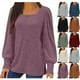 thumbnail image 1 of Camisas de maestra,Camiseta de mujer con cuello en V y botones, manga larga cepillada con ranuras, camisa informal de poliéster para uso diario, sopatenor, 1 of 9