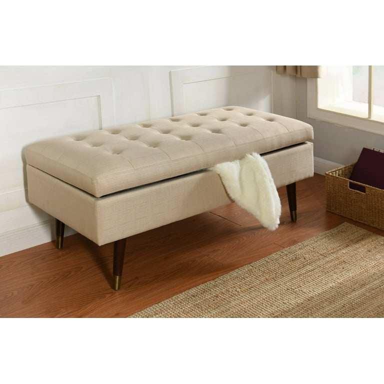 Roxie Rose Tufted Storage Bench Cream Walmart