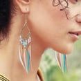 thumbnail image 3 of Women's Feather Earrings Bohemian Fringe Tassel Long Drop Dangle Earrings Set with Design for Women, 3 of 5