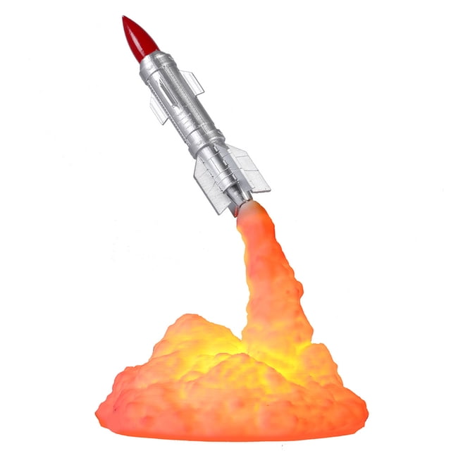 Amdohai 3D Printing Rocket Desk Lamp Bedside Table Lamp Warm LED Night Light USB Rechargeable Home Decoration Adult Kids Gift