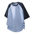 thumbnail image 2 of Men's Summer Color Block Casual Shirt Tops T-Shirt Round Neck Short Sleeve Loose Fit Breathable Quick Dry Nylon Spandex Streetwear Vacation Travel Outfits Fashion Essential Gift, 2 of 5
