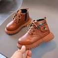 thumbnail image 3 of nsendm Male Shoes Big Kid Neoprene Snow Boots Girls British Style Single Boot Boys Kids Side Zipper Fashion Short Snow Boots for Toddler Size 5 Brown 23, 3 of 5