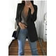 thumbnail image 2 of Chaqueta de traje de mujer, ropa de otoño de mujer, nueva chaqueta de invierno 2024, cuello vuelto básico, gabardina de oficina de corte entallado de longitud media, negra, talla XL, 2 of 5