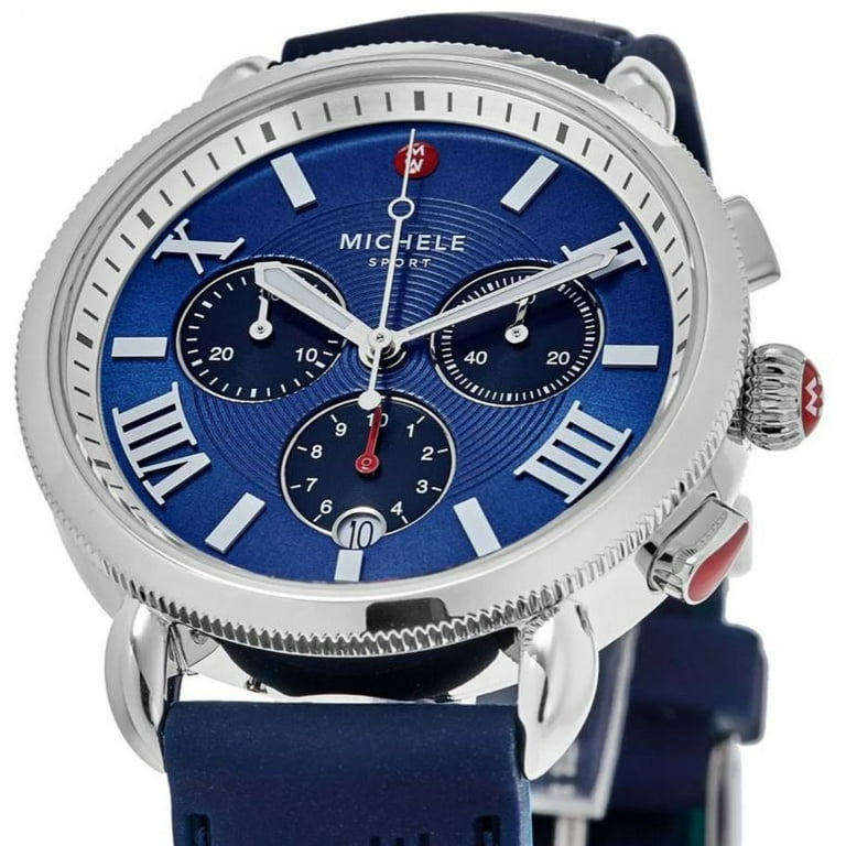 Michele Sport Sail Blue Chronograph Dial Silicone Strap Women's