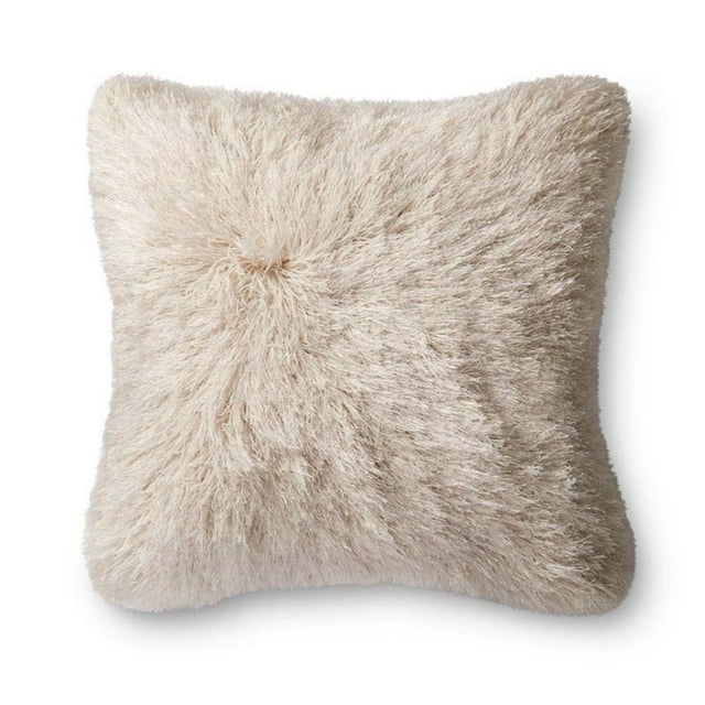 Maklaine 22" Square Contemporary Poly Pillow in Ivory