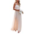 thumbnail image 3 of Gureui Women's Summer Beach Dress, Dots Tied Shoulder Strap Frill Trim Square Neck Shirred One-Piece with Slit Bodice Dresses, 3 of 6