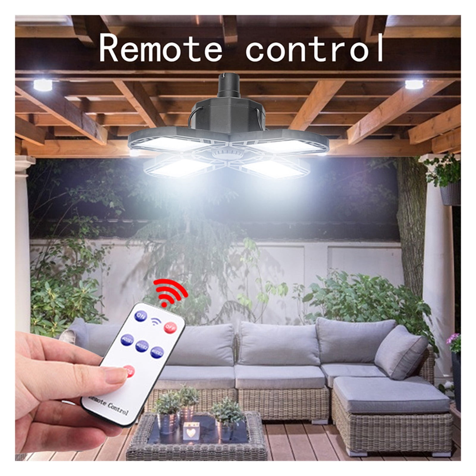 104 LED Solar Camping Light 4 Leaf Foldable Garage Light Rechargeable With Remote Waterproof Outdoor Emergency Tent Light ,Easy to Install