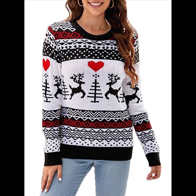 Suéter de Punto de Larga con Cuello Redondo para Mujer, Suéter Informal Grueso para Otoño e Invierno XXL