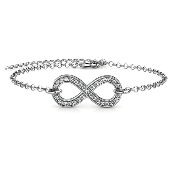 Cate & Chloe Morgan 18k White Gold Plated Infinity Bracelet with Swarovski Crystals Gift for Women
