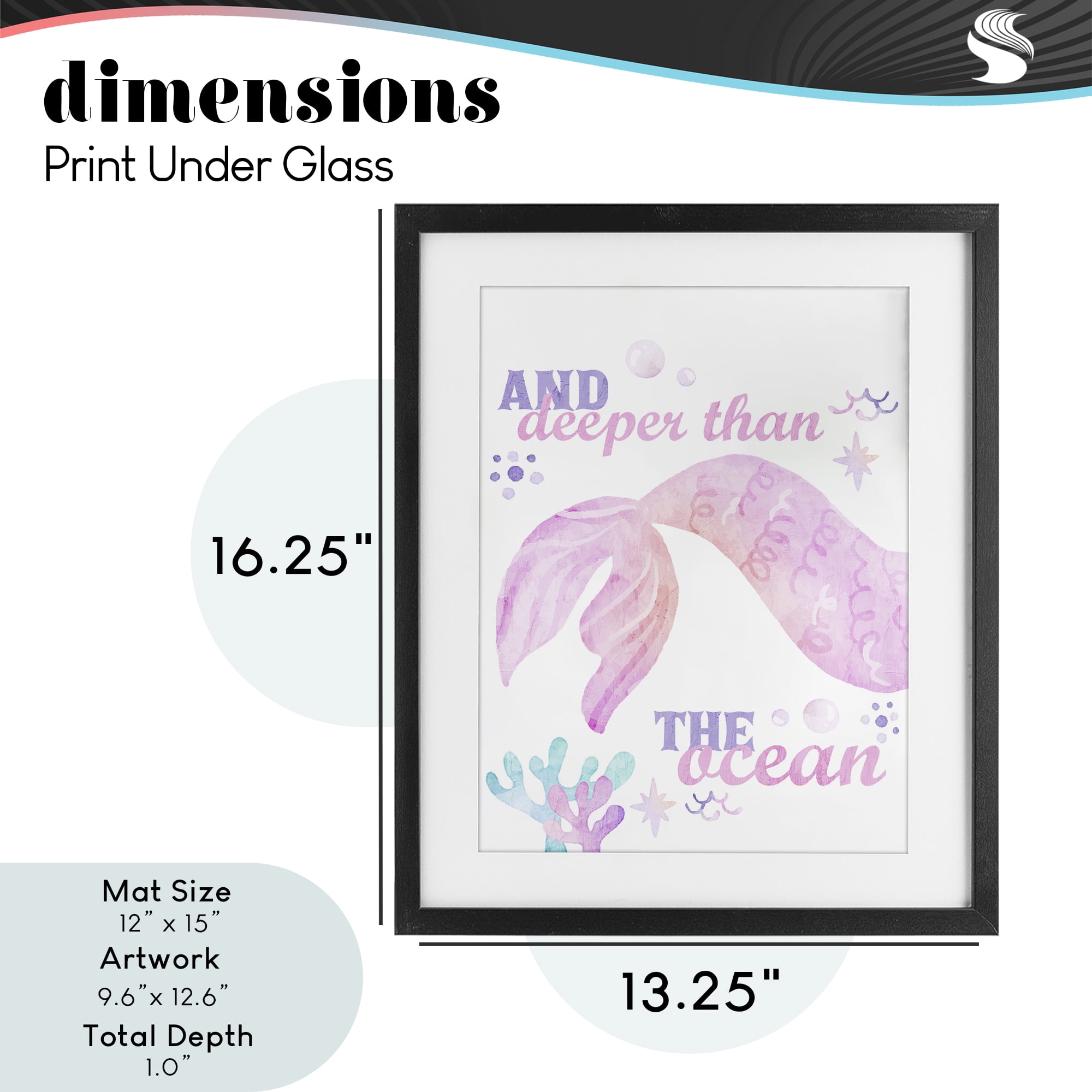 Deeper Than The Ocean Black Framed Print Under Glass, design by Kim Allen