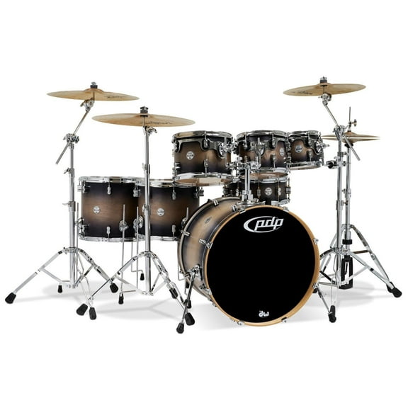 PDP Concept Series 7-Piece Maple Shell Pack w/ 22" Bass Drum & Chrome Hardware - Satin Charcoal Burst