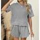 thumbnail image 3 of Pijama de verano for mujer, de manga corta a rayas, informal, cómodo, conjunto de 2 piezas for el hogar, 3 of 6