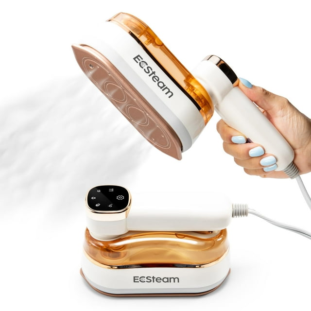 Vaporizador de viaje portátil para ropa - Removedor de arrugas de mano 2 en 1 y plancha de vapor giratoria 1200 W Calentamiento rápido Tanque de agua de 180 ml Suela de cerámica Ligero y compacto para