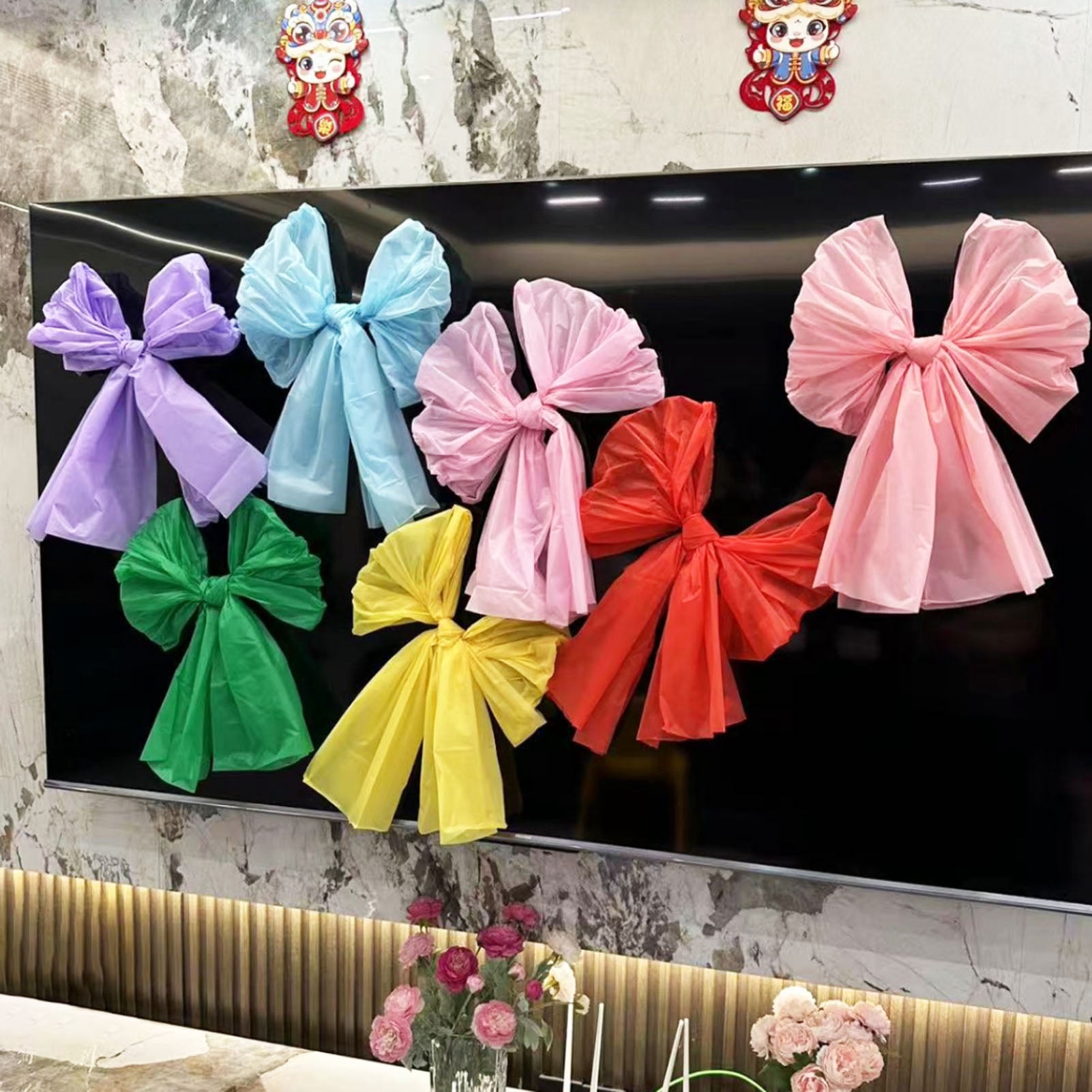 OIUR 5Pcs 24" Large Bow Plastic Decorative Bow for Gift Wrapping Anniversary Wedding Birthday Party Decoration