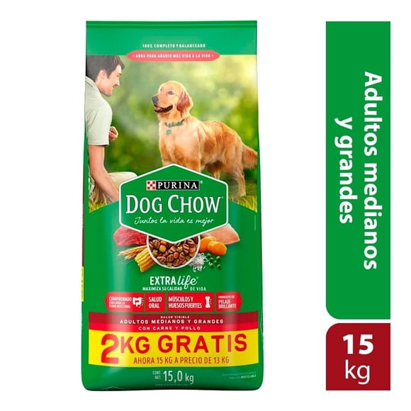 Alimento para Perro Dog Chow Extra Life Adulto Medianos y Grandes con Carne y Pollo 15.0 kg