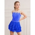 thumbnail image 7 of iiniim Girls Sparkly Figure Skating Sleeveless Ruffle Tiered Skirt Shiny Ice Skating Dress Dancewear Blue 12, 7 of 7