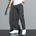thumbnail image 2 of TNOBHG Men Casual Trousers Men's Casual Trousers Solid Color Regular Fit Summer Thin Breathable Reinforced Pocket Mid Waist Soft Fabric Quick Dry Straight, 2 of 8