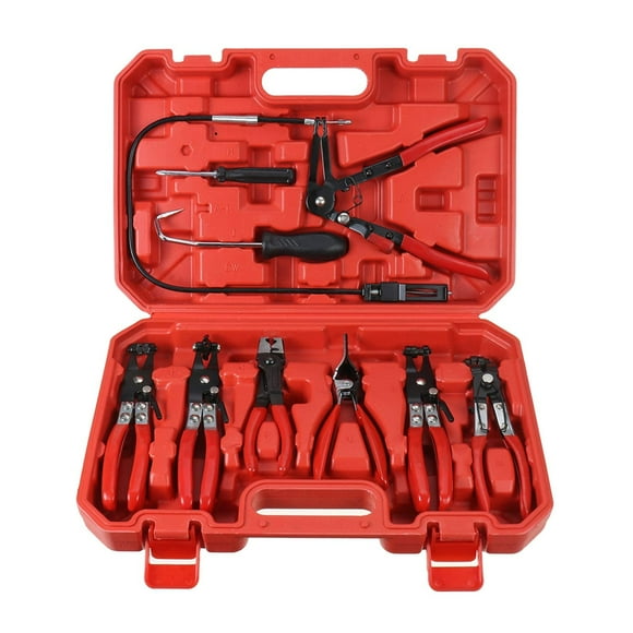 Handor 9pcs Hose Clamp Pliers Wire Long Reach Hose Clamp Pliers Set Fuel Oil Water Hose Auto Tools for Automotive Coolant Radiator Heater and Water Hose with Band Flat or Large Clamps