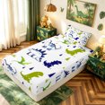thumbnail image 4 of meiyoeat Woodland Dinosaur Twin Sheets for Boys Bedding, Pine Jungle Wildlife Bedding, White Green Navy, 3pcs, 1 Flat Sheet, 1 Fitted Sheet and 1 Pillowcase, 4 of 6