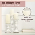 thumbnail image 7 of Large Candle Holders for Pillar Candles - Rustic Farmhouse Style Home Decor - Perfect for Table Centerpieces, Coffee Table or Fireplace Mantel - 3 Piece Set - Rustic White, 7 of 7