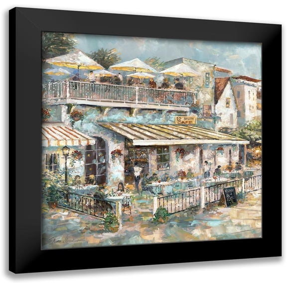 Manning, Ruane 12x12 Black Modern Framed Museum Art Print Titled - Rooftop Café - Detail I