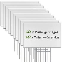 Remiawy Blank Yard Signs, 10 Pack 17x12 inches Yard Sale Signs with Stakes, White Corrugated Plastic Custom Outdoor Lawn Yard Sign, Double Sided Holder for Garage Birthday Party Guidepost Decorations