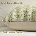 thumbnail image 3 of SUSIELADY Pack of 2 Throw Pillow Covers 20x20, Boho Textured Chenille Decorative Pillow Covers with Dots and Stripes, Square Cushion Covers for Couch, Sofa, Bed, Farmhouse Home Decor, Green, 3 of 7