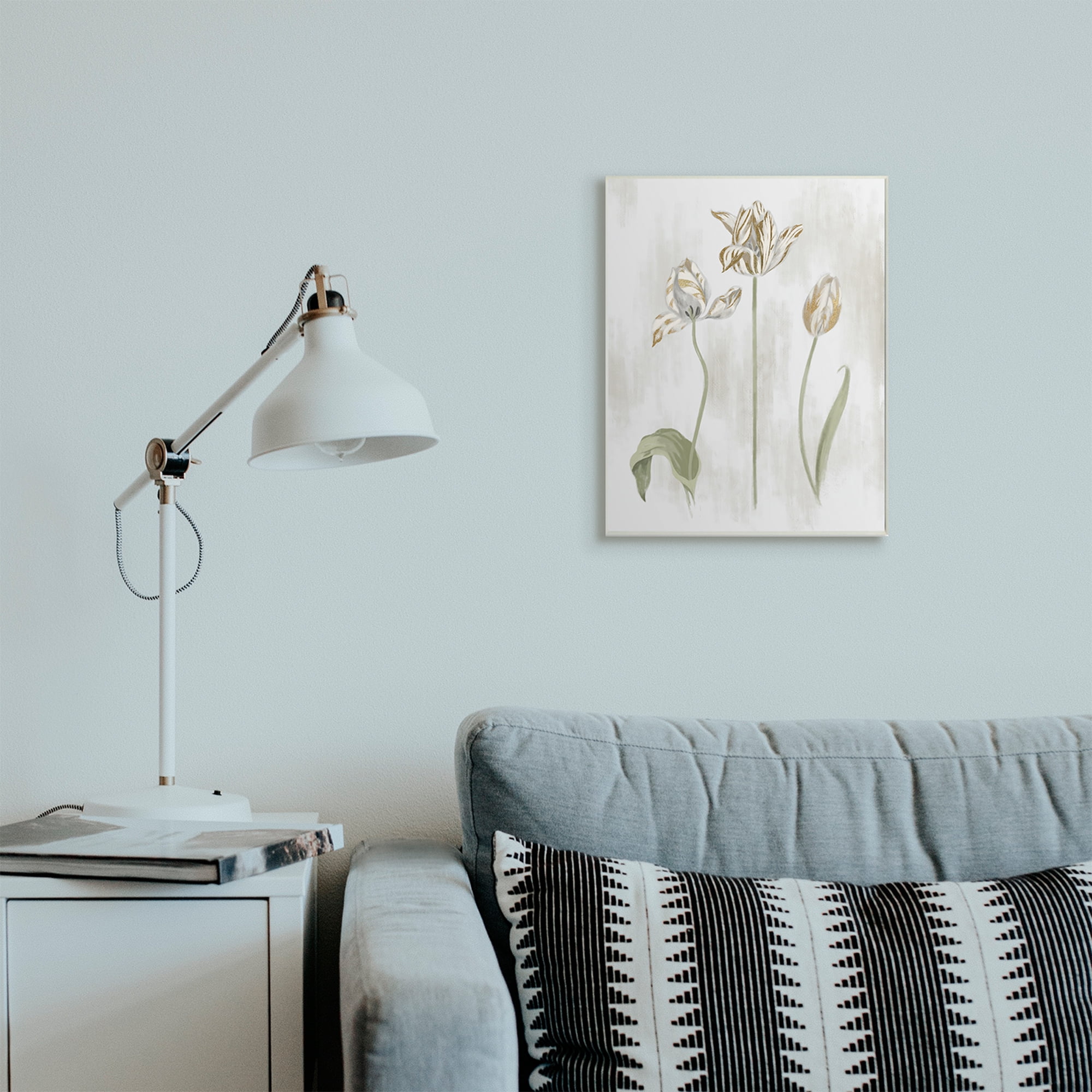 Stupell Industries Golden Irises Blooming over Neutral Beige Wall Plaque, 13 x 19, Design by Daphne Polselli